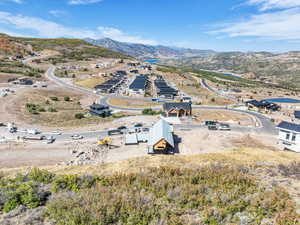 Drone / aerial view of a mountain backdrop