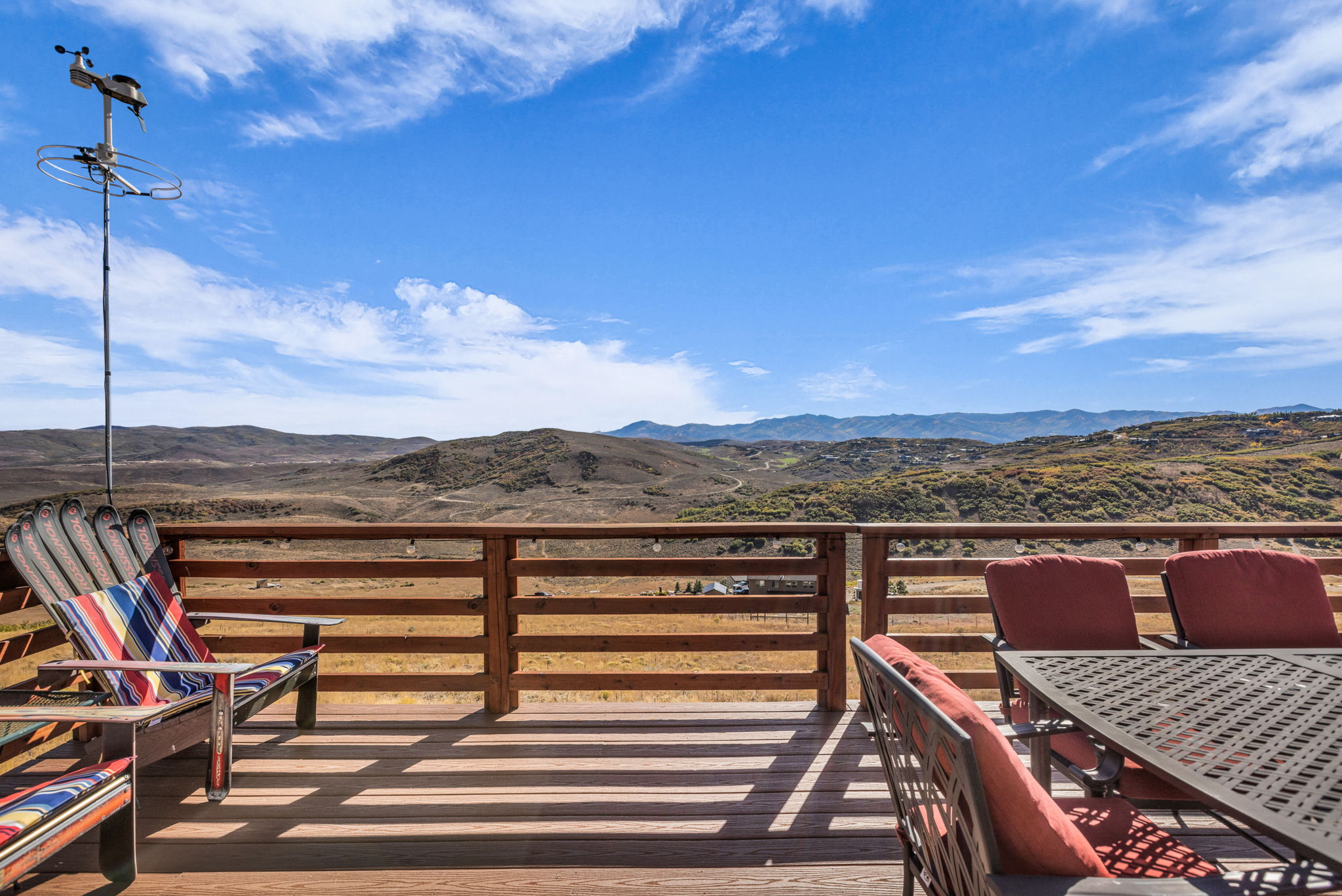 Open outdoor deck featuring a mountain view