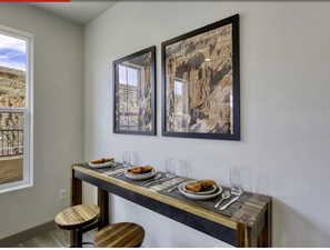 Dining area view of baseboards