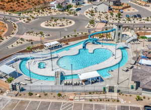 Aerial view of a pool area
