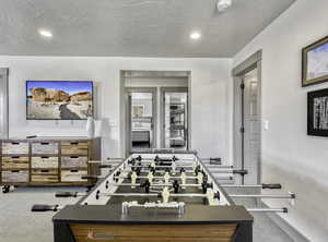 Rec room with carpet and recessed lighting