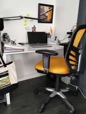 Home office with built in desk