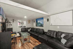 Living room featuring wood finished floors
