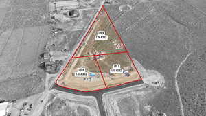 Aerial view of property's location featuring property parcel outlined