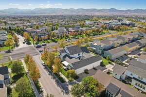 Aerial overview of property's location featuring nearby suburban area