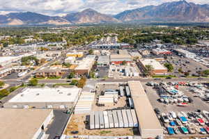 Aerial view of a mountain backdrop
