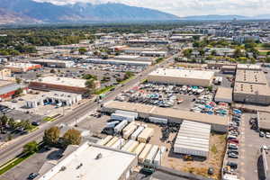 Bird's eye view of a mountainous background