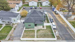 Aerial perspective of suburban area