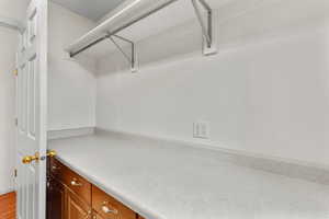 Walk in closet featuring light wood-type flooring