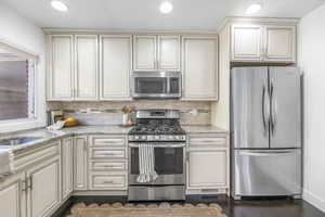 Kitchen featuring granite counters and backsplash