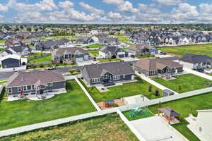 Aerial perspective of suburban area