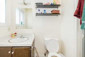 Bathroom featuring vanity and toilet