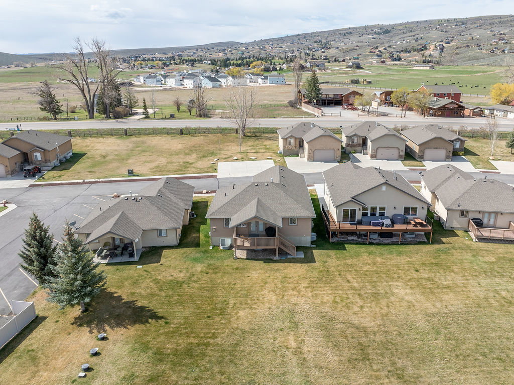 Aerial perspective of suburban area