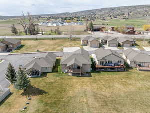 Aerial perspective of suburban area