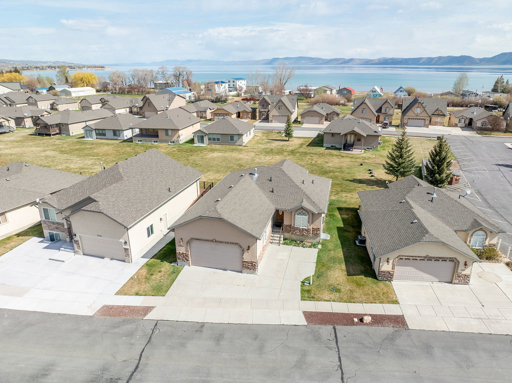 Aerial perspective of suburban area