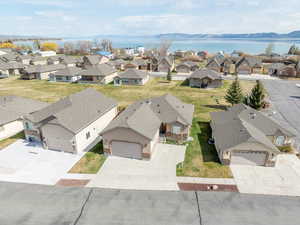 Aerial perspective of suburban area