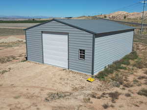 View of outdoor structure featuring a mountain view