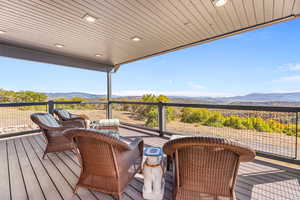 Deck featuring a mountain view