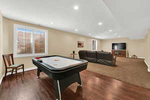 Walk-out basement with large family room with large windows allowing plenty of light with plantation shutters