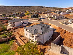 Aerial perspective of suburban area