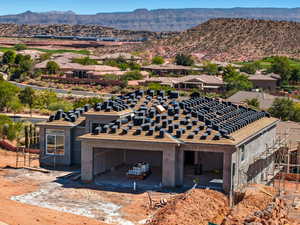 View from above of property with mountains