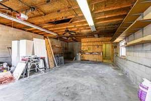 Inside view of detached garage