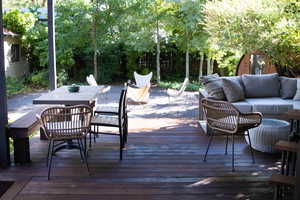 Deck with an outdoor hangout area
