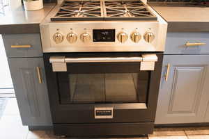 Kitchen view of high end range