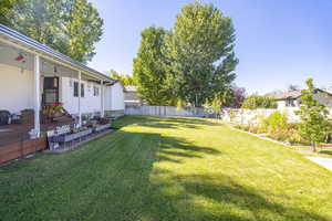View of fenced backyard