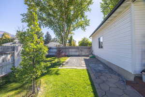 View of fenced backyard