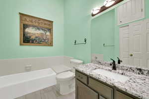 Bathroom with a garden tub and vanity