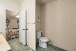 Ensuite bathroom with vanity and toilet