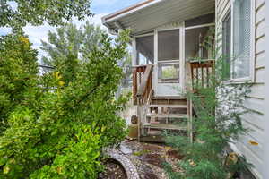 Wooden terrace with stairway