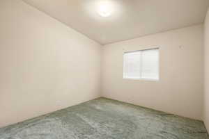 Spare room featuring carpet and a textured ceiling
