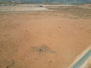 Aerial view of a desert landscape
