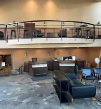 Community lobby with a high ceiling