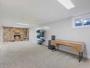 Family room with fireplace