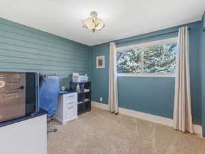 3rd bedroom with light carpet