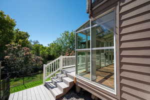 Wooden deck featuring stairway