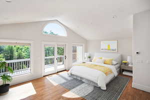 A bedroom  can be added with vaulted ceiling, recessed lighting, access to outside, and wood finished floors