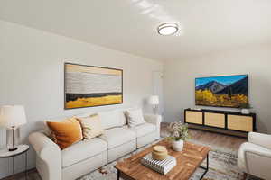 Living room featuring wood finished floors