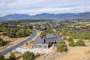 View from above of property featuring mountains