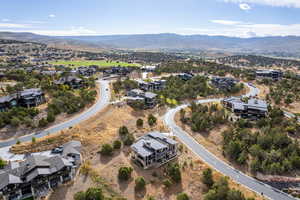 Aerial view of a mountain backdrop