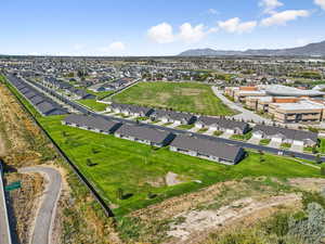 Aerial view of a mountain backdrop