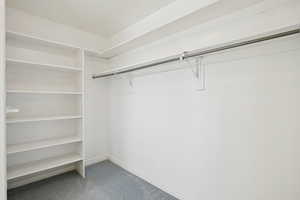 Walk in closet featuring carpet floors