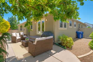 View of patio / terrace featuring outdoor lounge area and french doors