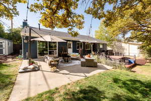 Back patio and exits from house to yard