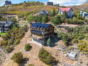 Bird's eye view of a mountain backdrop