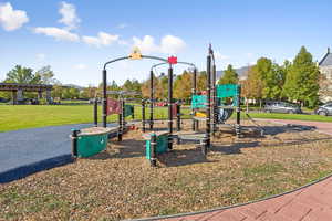 Communal playground featuring a yard