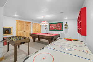 Game room featuring carpet and billiards table
